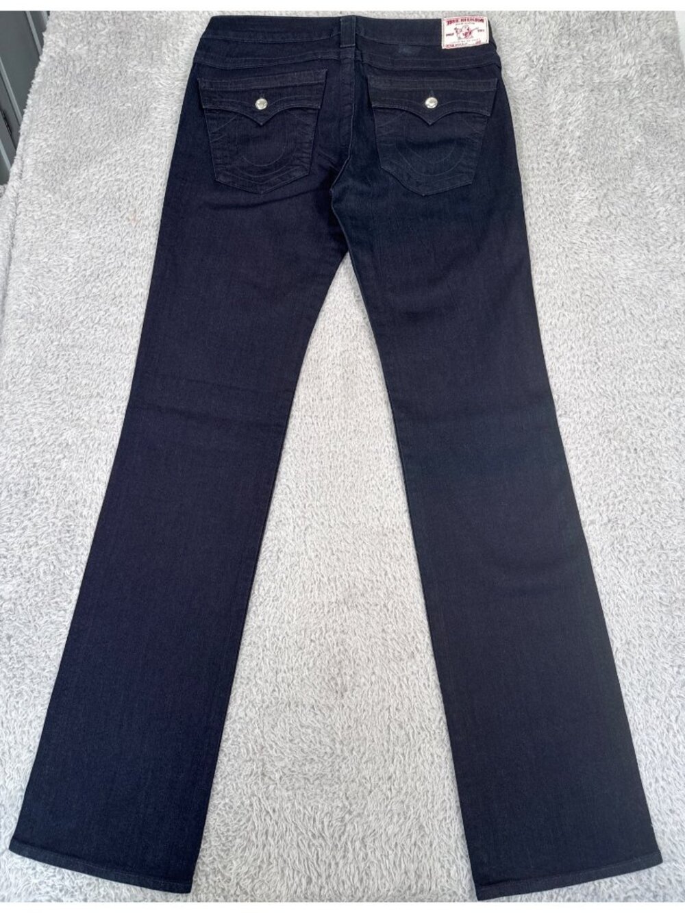 True Religion Disco Billy Bootcut Crystal Trim Jeans 30 Black Dark Wash Stretch - Picture 8 of 16